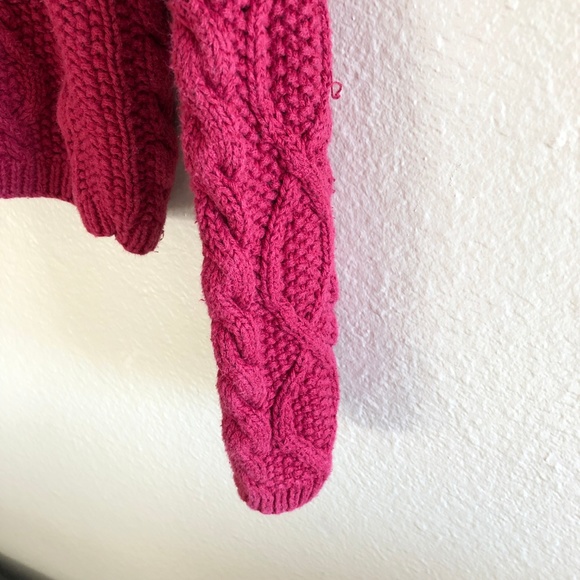 SOLD! 80s raspberry cable-knit boxy warm sweater - Picture 4 of 4